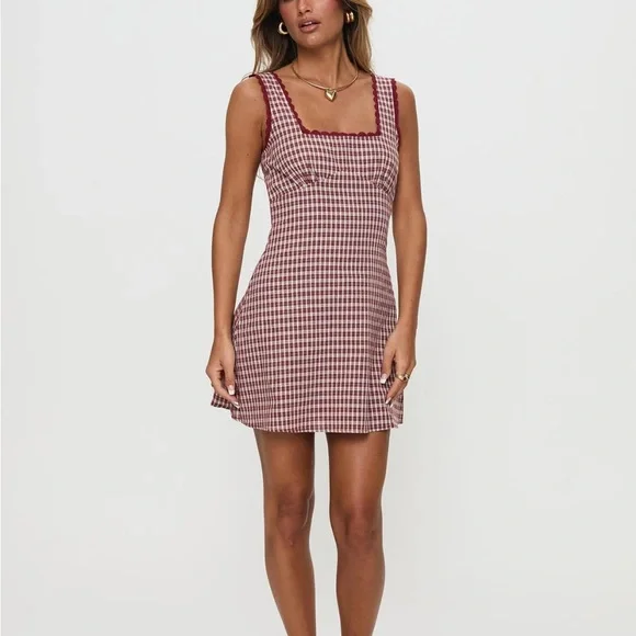 Dasha Mini Dress Red Check - Picture 2 of 4